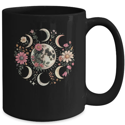 Celestial Moon Phase Boho Wildflowers Zodiac Witchcore Mug | teecentury
