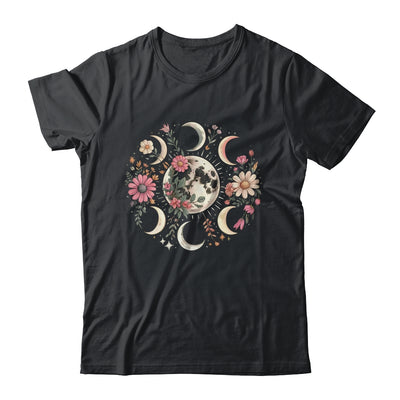Celestial Moon Phase Boho Wildflowers Zodiac Witchcore Shirt & Tank Top | teecentury