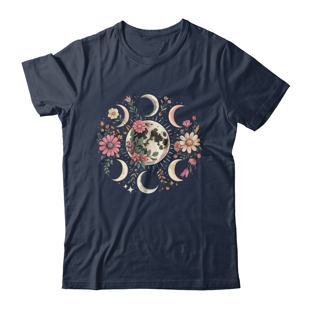 Celestial Moon Phase Boho Wildflowers Zodiac Witchcore Shirt & Tank Top | teecentury