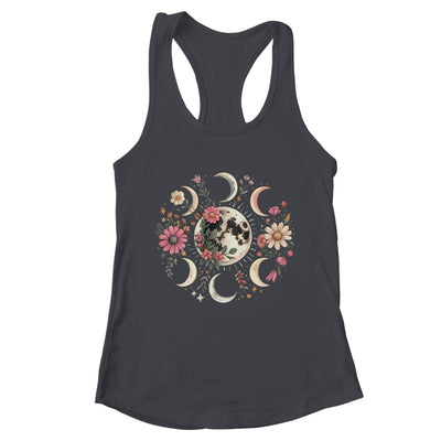 Celestial Moon Phase Boho Wildflowers Zodiac Witchcore Shirt & Tank Top | teecentury