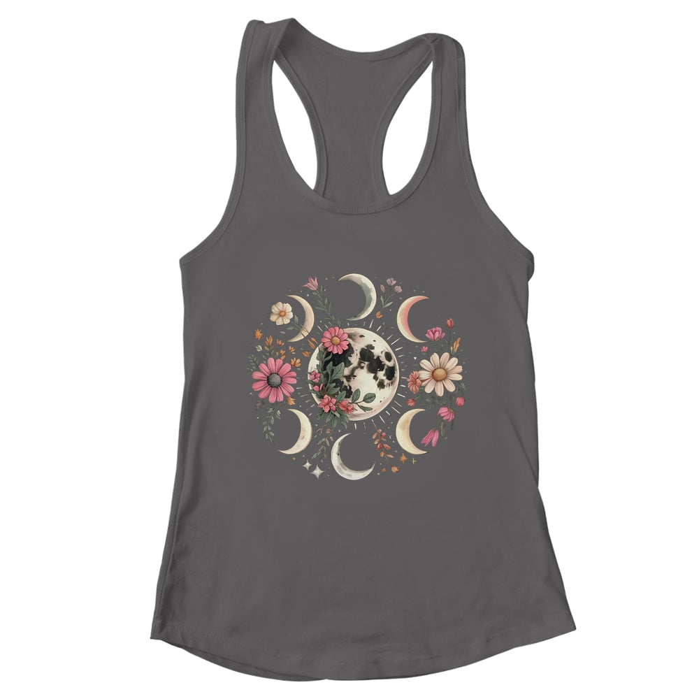 Celestial Moon Phase Boho Wildflowers Zodiac Witchcore Shirt & Tank Top | teecentury