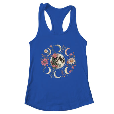Celestial Moon Phase Boho Wildflowers Zodiac Witchcore Shirt & Tank Top | teecentury