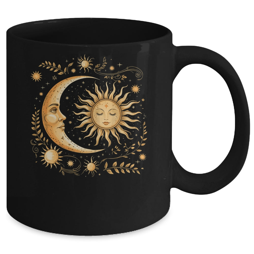 Celestial Sun Moon Flower Astrology Moon Phases Mystical Mug | teecentury