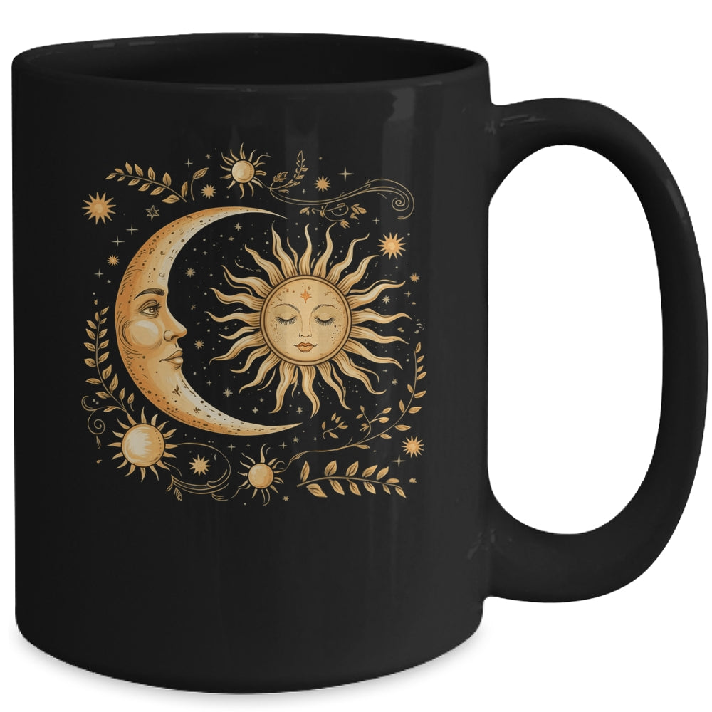 Celestial Sun Moon Flower Astrology Moon Phases Mystical Mug | teecentury