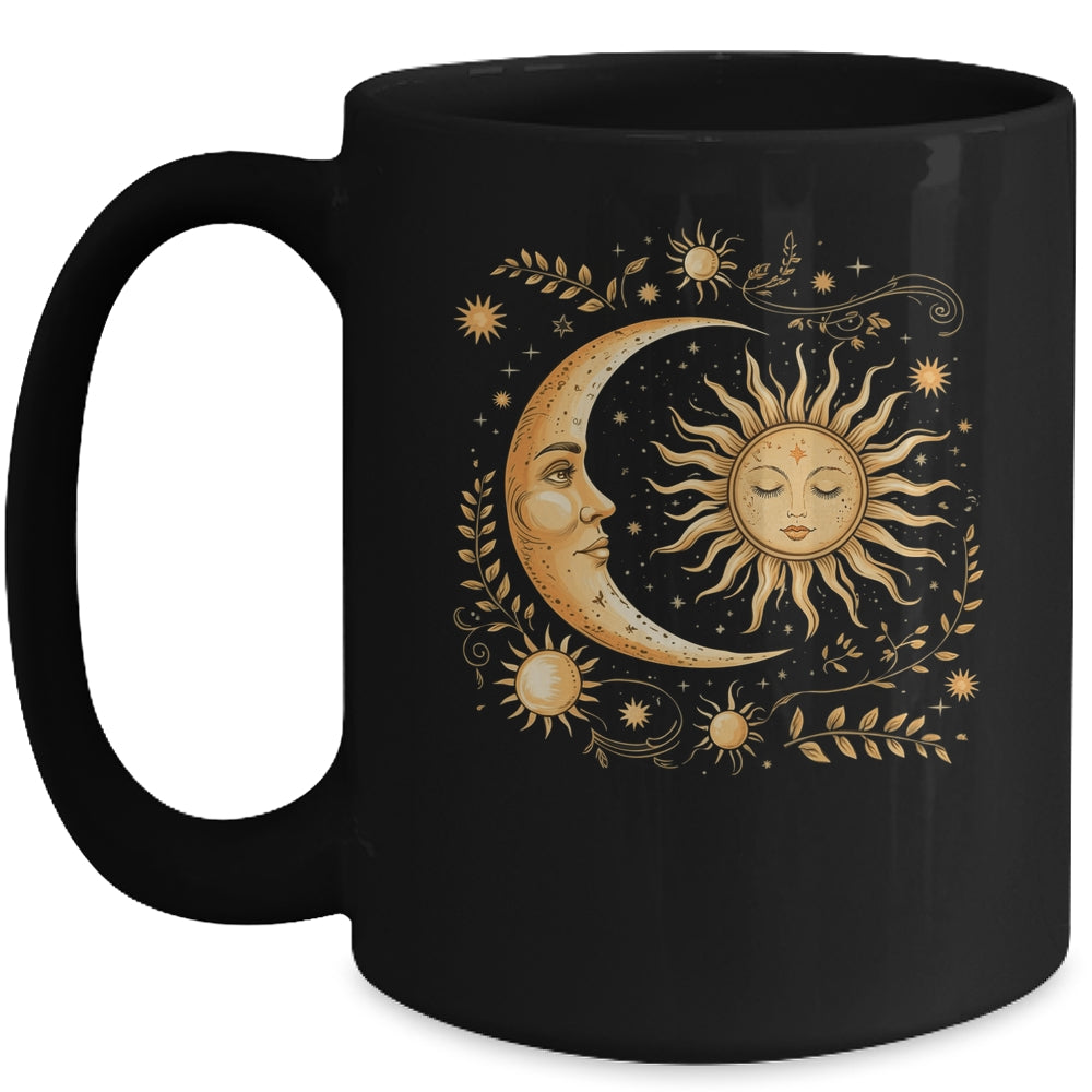 Celestial Sun Moon Flower Astrology Moon Phases Mystical Mug | teecentury