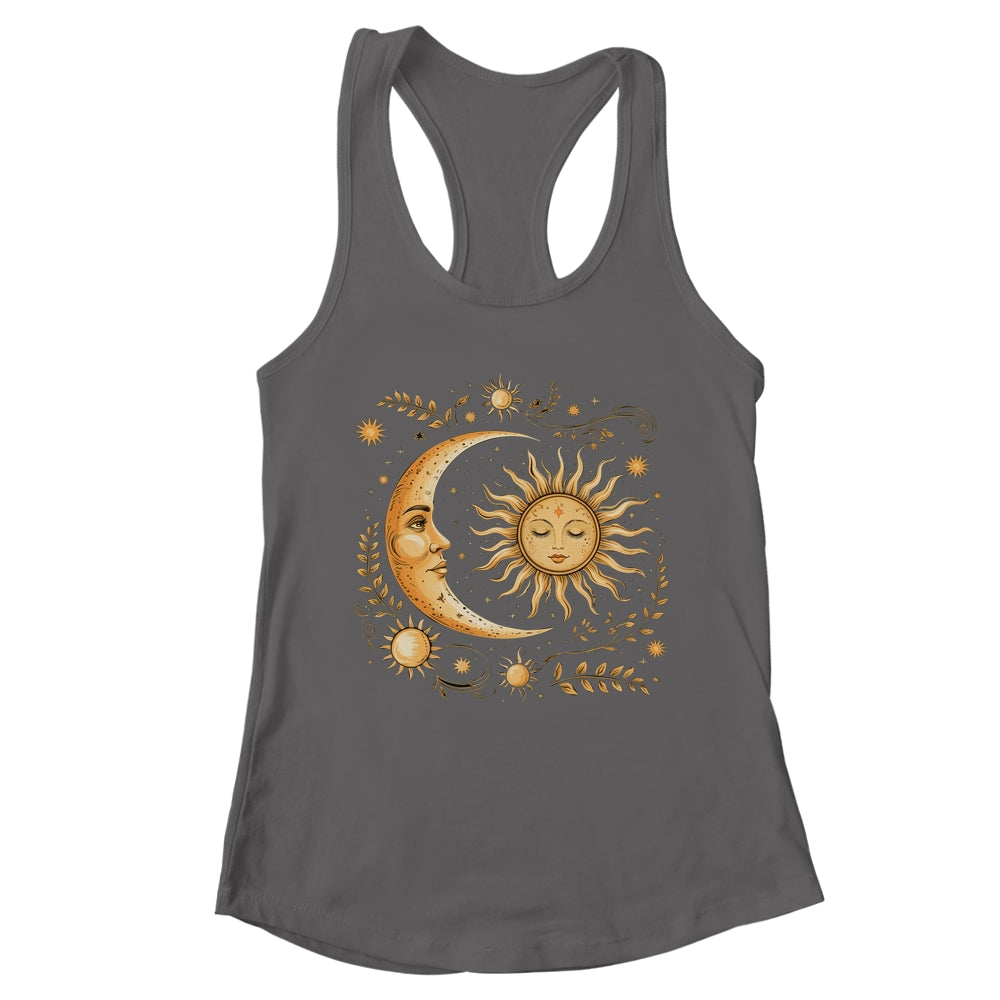 Celestial Sun Moon Flower Astrology Moon Phases Mystical Shirt & Tank Top | teecentury