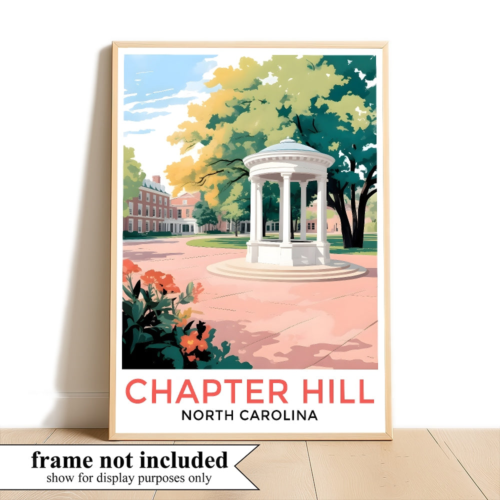 Chapel Hill Travel Print Poster North Carolina Dorm Student Souvenir Wall Art Landscape Picture Suitable For Home Room Living Room Office Bedroom Decor Unframed | teecentury