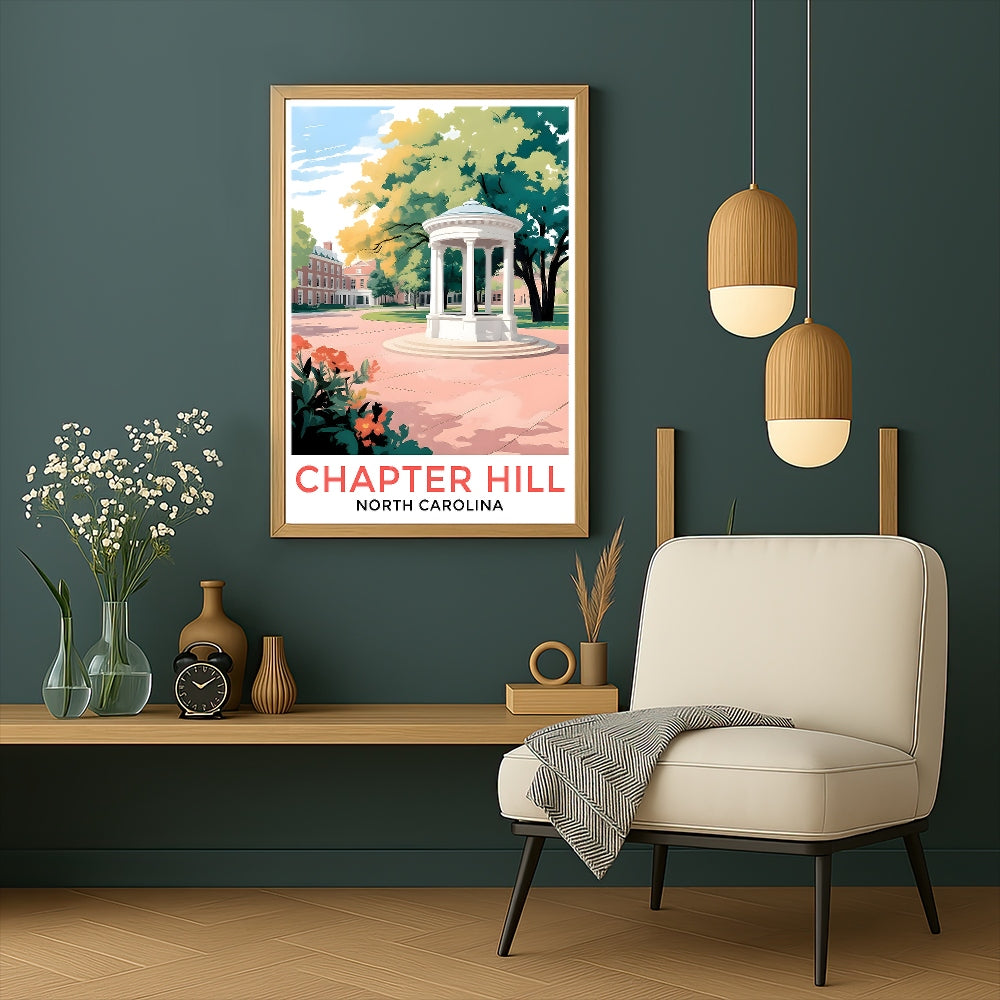 Chapel Hill Travel Print Poster North Carolina Dorm Student Souvenir Wall Art Landscape Picture Suitable For Home Room Living Room Office Bedroom Decor Unframed | teecentury