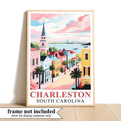 Charleston Travel Print Poster City South Carolina Southern Souvenir Wall Art Landscape Picture Suitable For Home Room Living Room Bedroom Aesthetic Decor Unframed | teecentury