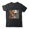 Checkered Boho Floral Skull Halloween Women Spooky Season Shirt & Hoodie | teecentury