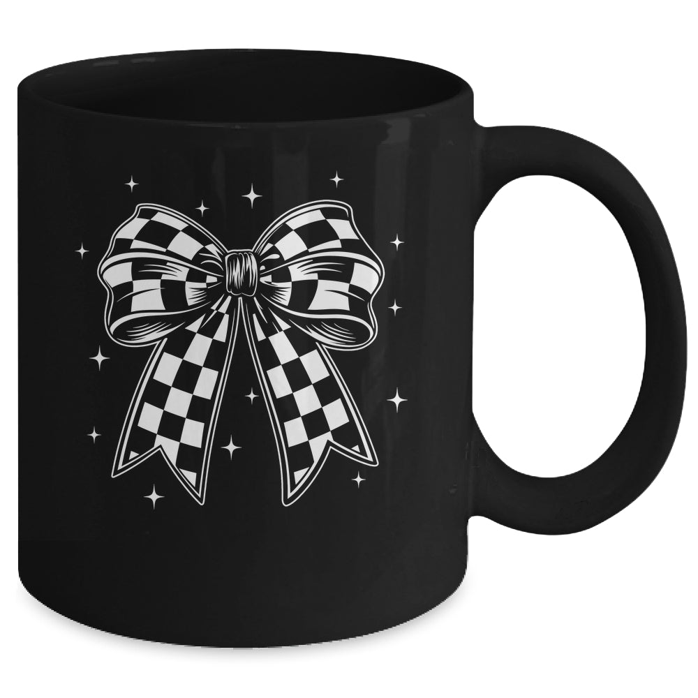 Checkered Bow Tie Flag Automobile Motor Race Car Racing Team Mug | teecentury