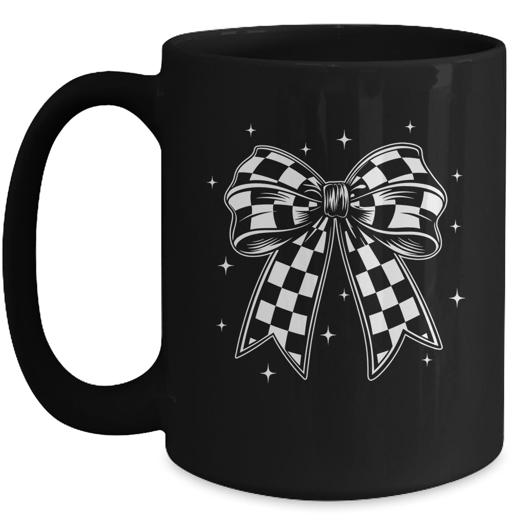 Checkered Bow Tie Flag Automobile Motor Race Car Racing Team Mug | teecentury
