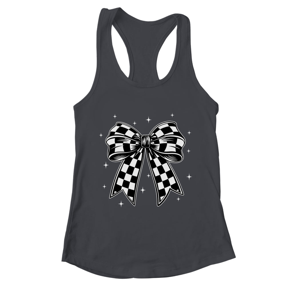 Checkered Bow Tie Flag Automobile Motor Race Car Racing Team Shirt & Tank Top | teecentury