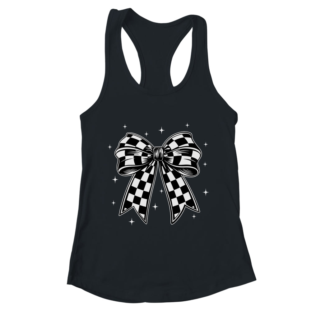 Checkered Bow Tie Flag Automobile Motor Race Car Racing Team Shirt & Tank Top | teecentury