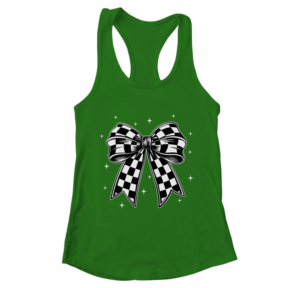 Checkered Bow Tie Flag Automobile Motor Race Car Racing Team Shirt & Tank Top | teecentury