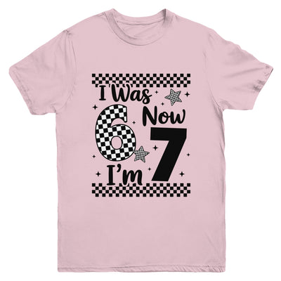 Checkered I Was 6 Now I'm 7 Birthday Seven Years Old Bday Youth Shirt | teecentury