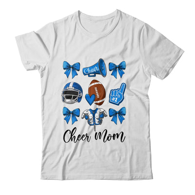 Cheer Mom Blue Women Cheerleading Football Coquette Bow Shirt & Sweatshirt | teecentury