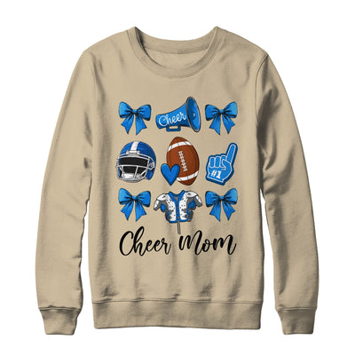 Cheer Mom Blue Women Cheerleading Football Coquette Bow Shirt & Sweatshirt | teecentury