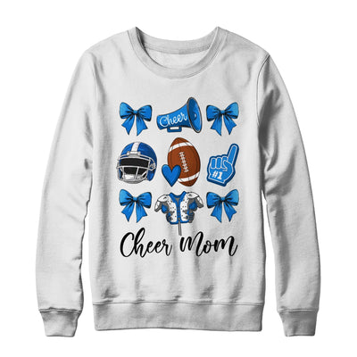 Cheer Mom Blue Women Cheerleading Football Coquette Bow Shirt & Sweatshirt | teecentury