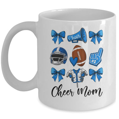 Cheer Mom Blue Women Cheerleading Football Coquette Bow Mug | teecentury