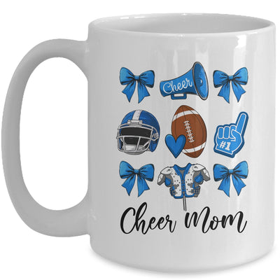 Cheer Mom Blue Women Cheerleading Football Coquette Bow Mug | teecentury