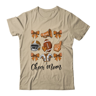 Cheer Mom Brown Women Cheerleading Football Coquette Bow Shirt & Sweatshirt | teecentury