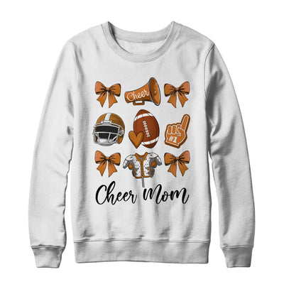 Cheer Mom Brown Women Cheerleading Football Coquette Bow Shirt & Sweatshirt | teecentury