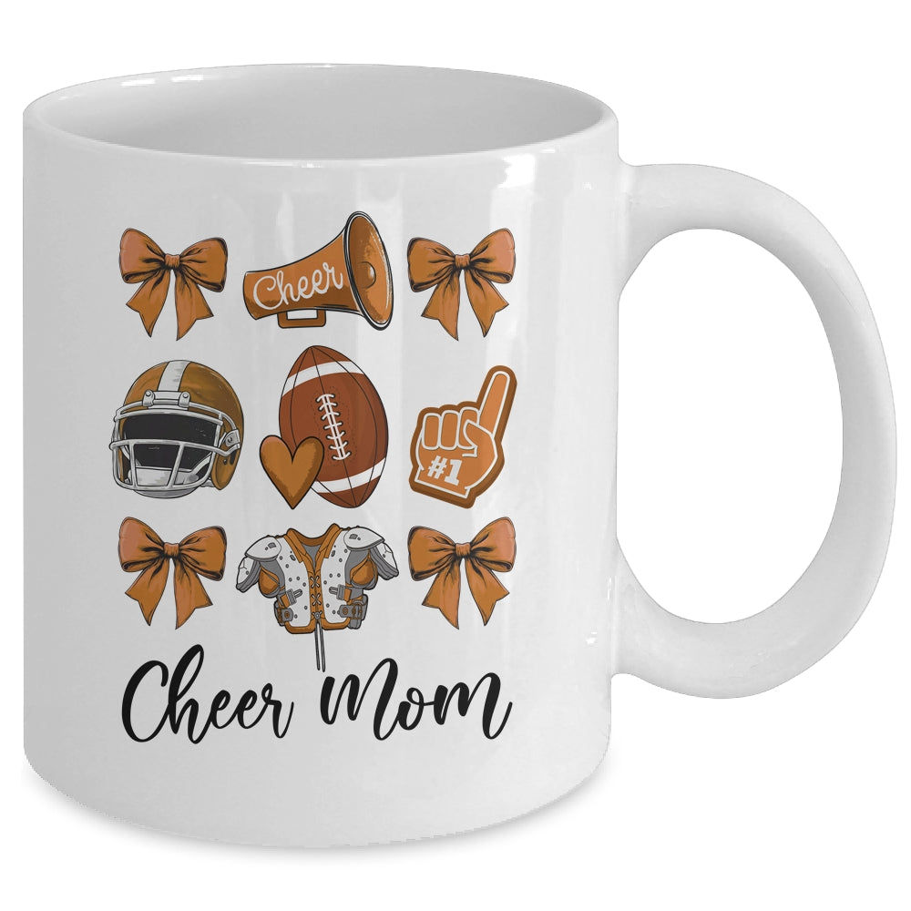 Cheer Mom Brown Women Cheerleading Football Coquette Bow Mug | teecentury