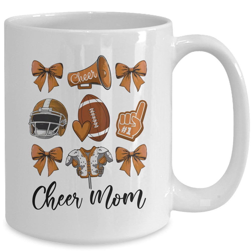 Cheer Mom Brown Women Cheerleading Football Coquette Bow Mug | teecentury