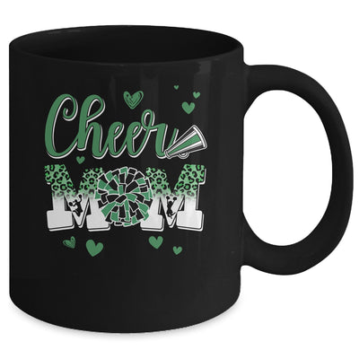 Cheer Mom Green Black White Leopard Letters Cheer Pom Poms Mug | teecentury