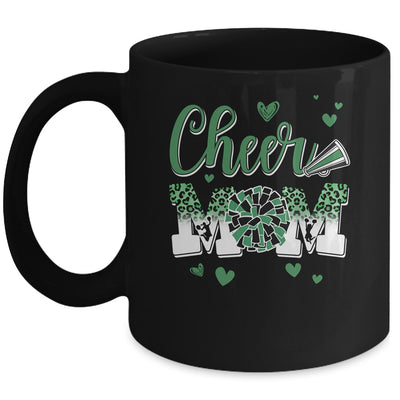 Cheer Mom Green Black White Leopard Letters Cheer Pom Poms Mug | teecentury