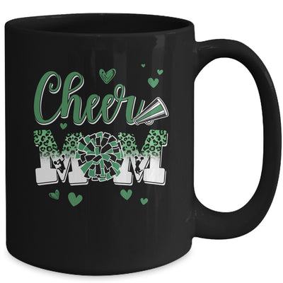 Cheer Mom Green Black White Leopard Letters Cheer Pom Poms Mug | teecentury