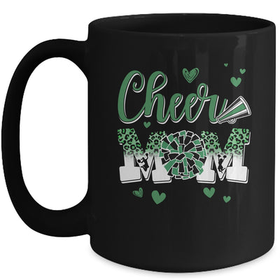 Cheer Mom Green Black White Leopard Letters Cheer Pom Poms Mug | teecentury