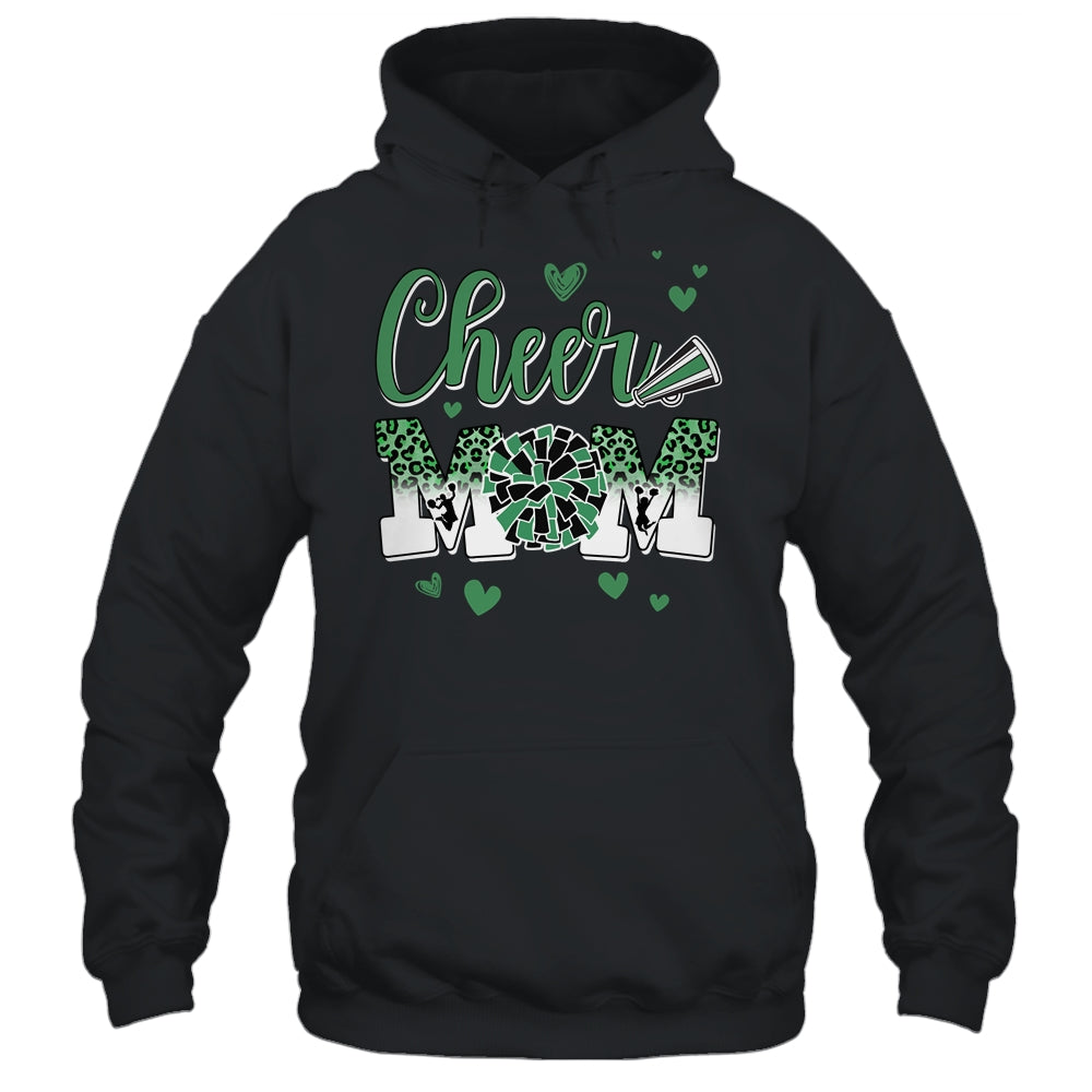 Cheer Mom Green Black White Leopard Letters Cheer Pom Poms Shirt & Tank Top | teecentury