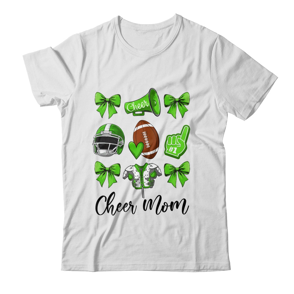 Cheer Mom Green Women Cheerleading Football Coquette Bow Shirt & Sweatshirt | teecentury