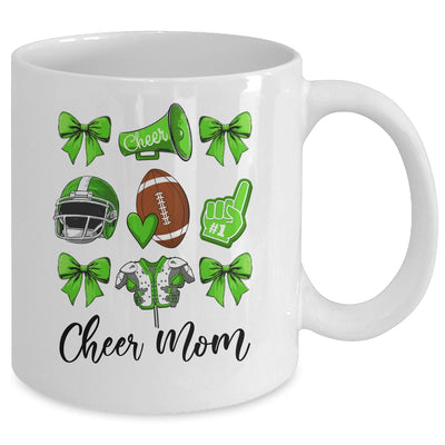 Cheer Mom Green Women Cheerleading Football Coquette Bow Mug | teecentury