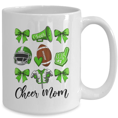 Cheer Mom Green Women Cheerleading Football Coquette Bow Mug | teecentury