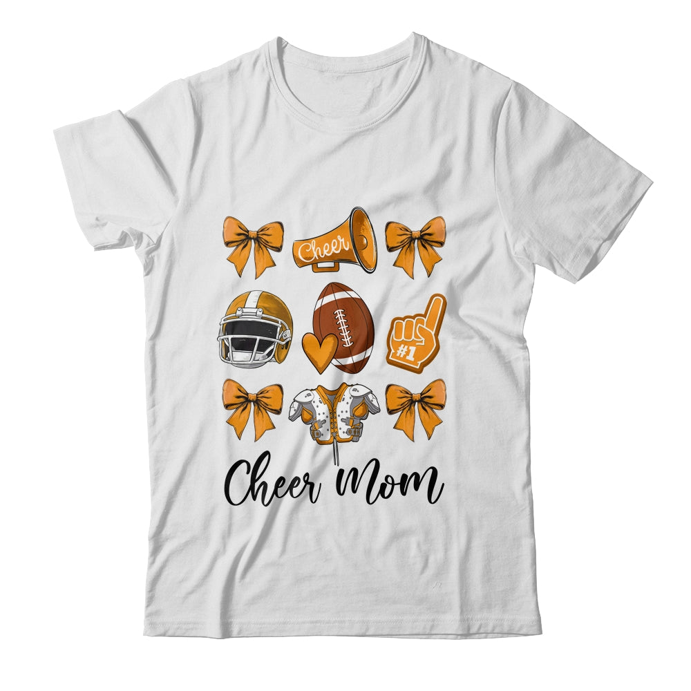 Cheer Mom Orange Women Cheerleading Football Coquette Bow Shirt & Sweatshirt | teecentury