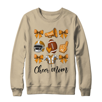 Cheer Mom Orange Women Cheerleading Football Coquette Bow Shirt & Sweatshirt | teecentury