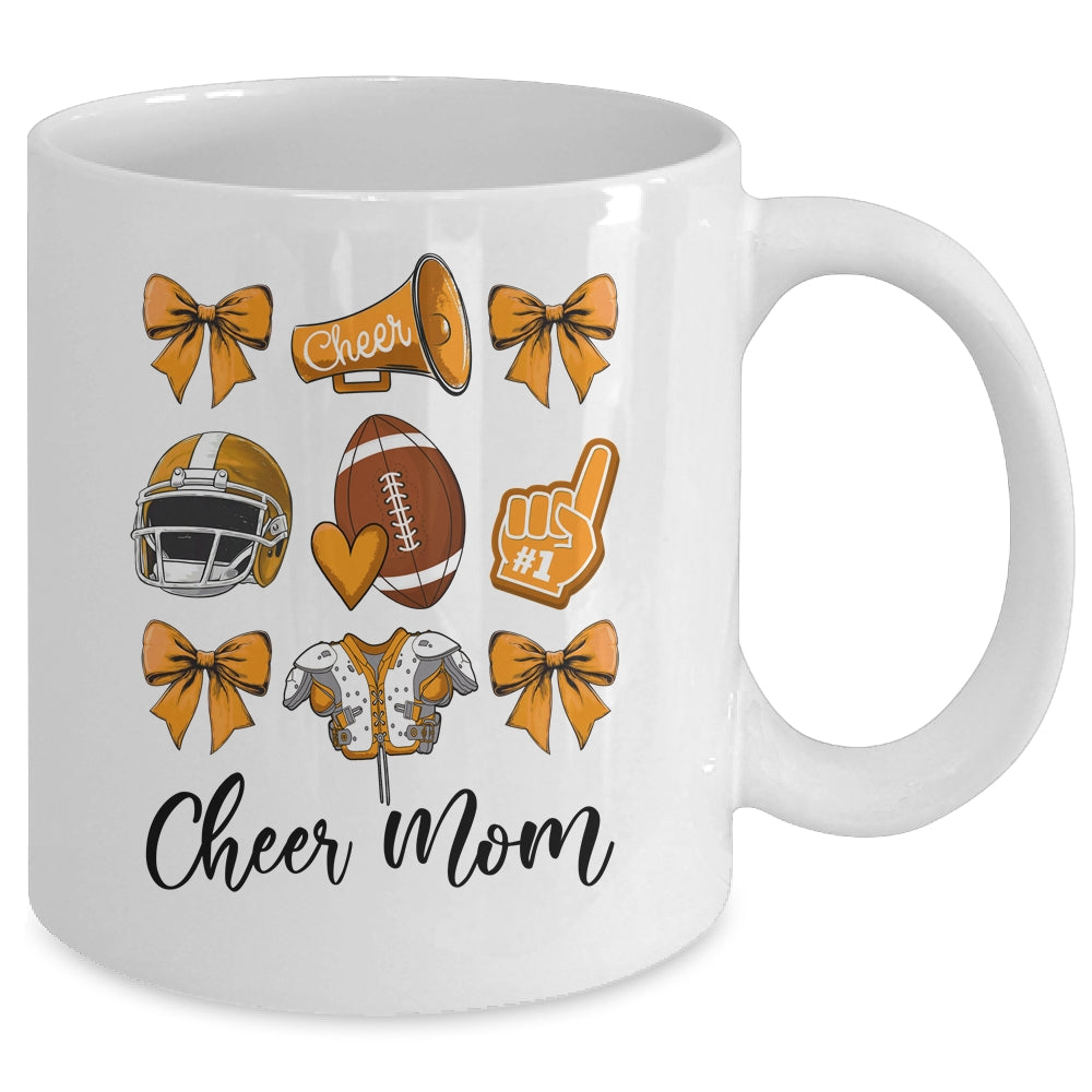 Cheer Mom Orange Women Cheerleading Football Coquette Bow Mug | teecentury