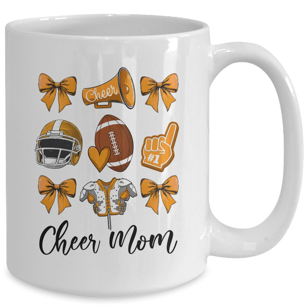 Cheer Mom Orange Women Cheerleading Football Coquette Bow Mug | teecentury