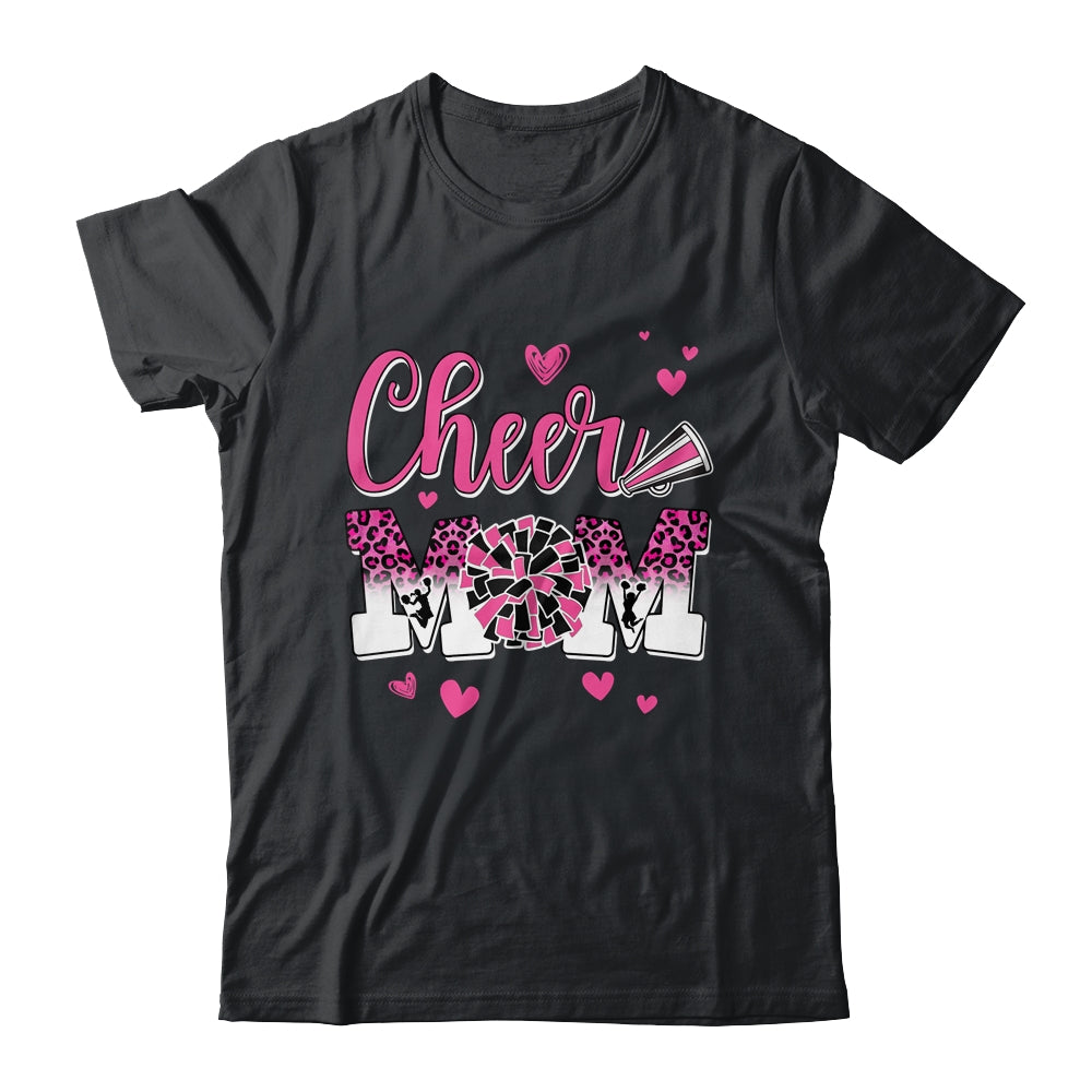 Cheer Mom Pink Black White Leopard Letters Cheer Pom Poms Shirt & Tank Top | teecentury