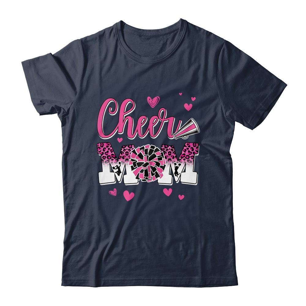 Cheer Mom Pink Black White Leopard Letters Cheer Pom Poms Shirt & Tank Top | teecentury