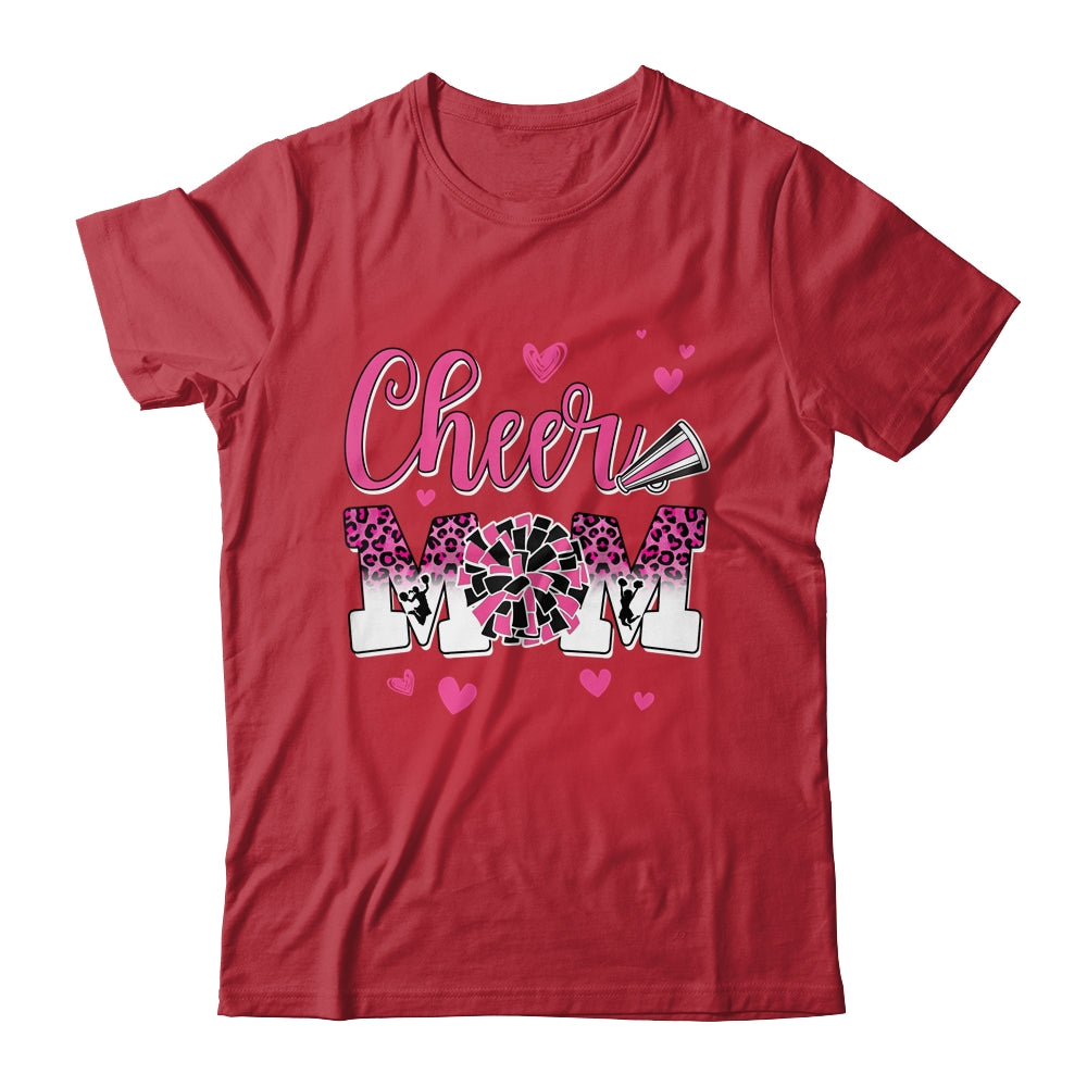 Cheer Mom Pink Black White Leopard Letters Cheer Pom Poms Shirt & Tank Top | teecentury