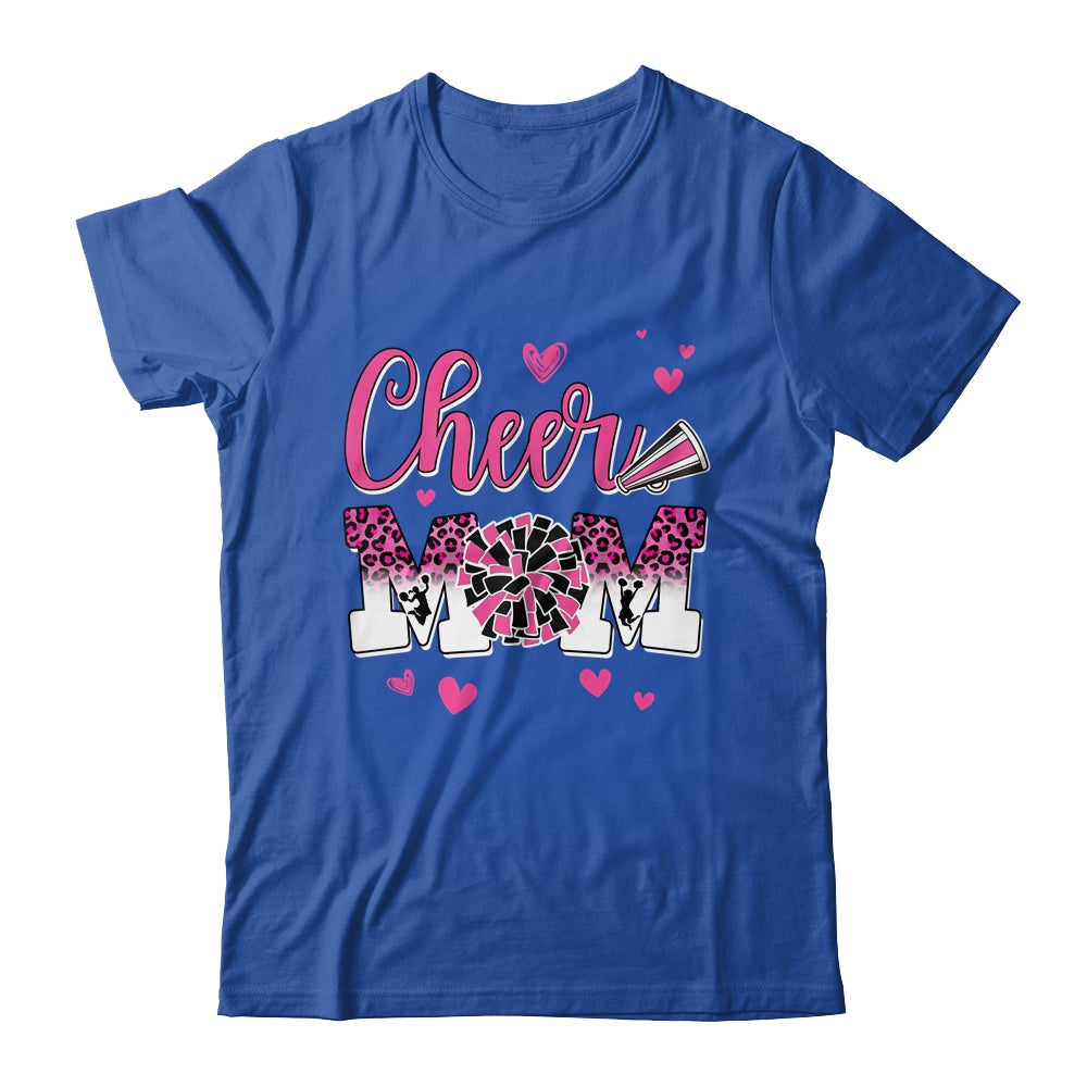 Cheer Mom Pink Black White Leopard Letters Cheer Pom Poms Shirt & Tank Top | teecentury
