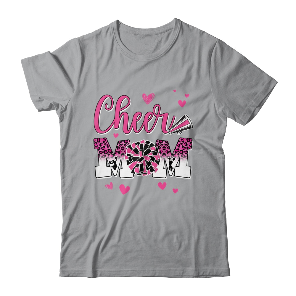 Cheer Mom Pink Black White Leopard Letters Cheer Pom Poms Shirt & Tank Top | teecentury