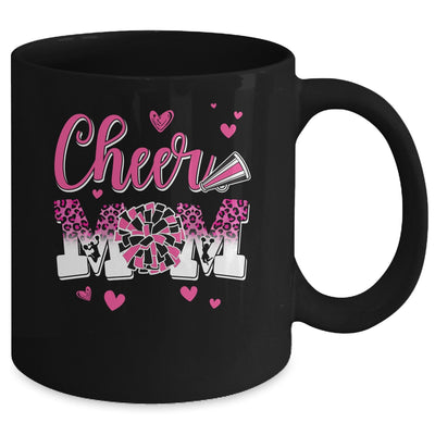 Cheer Mom Pink Black White Leopard Letters Cheer Pom Poms Mug | teecentury