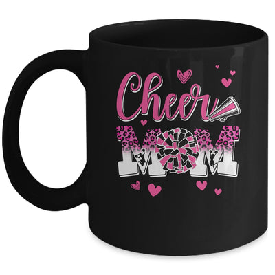 Cheer Mom Pink Black White Leopard Letters Cheer Pom Poms Mug | teecentury