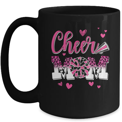 Cheer Mom Pink Black White Leopard Letters Cheer Pom Poms Mug | teecentury