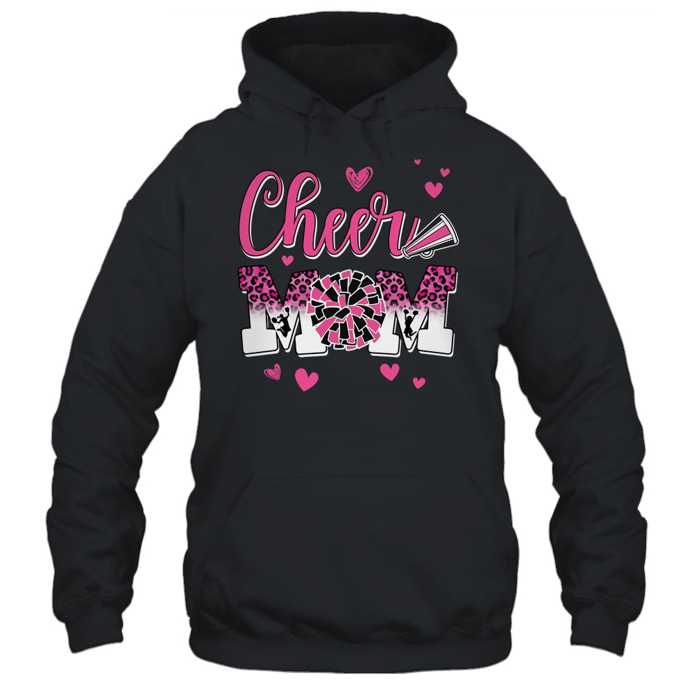 Cheer Mom Pink Black White Leopard Letters Cheer Pom Poms Shirt & Tank Top | teecentury